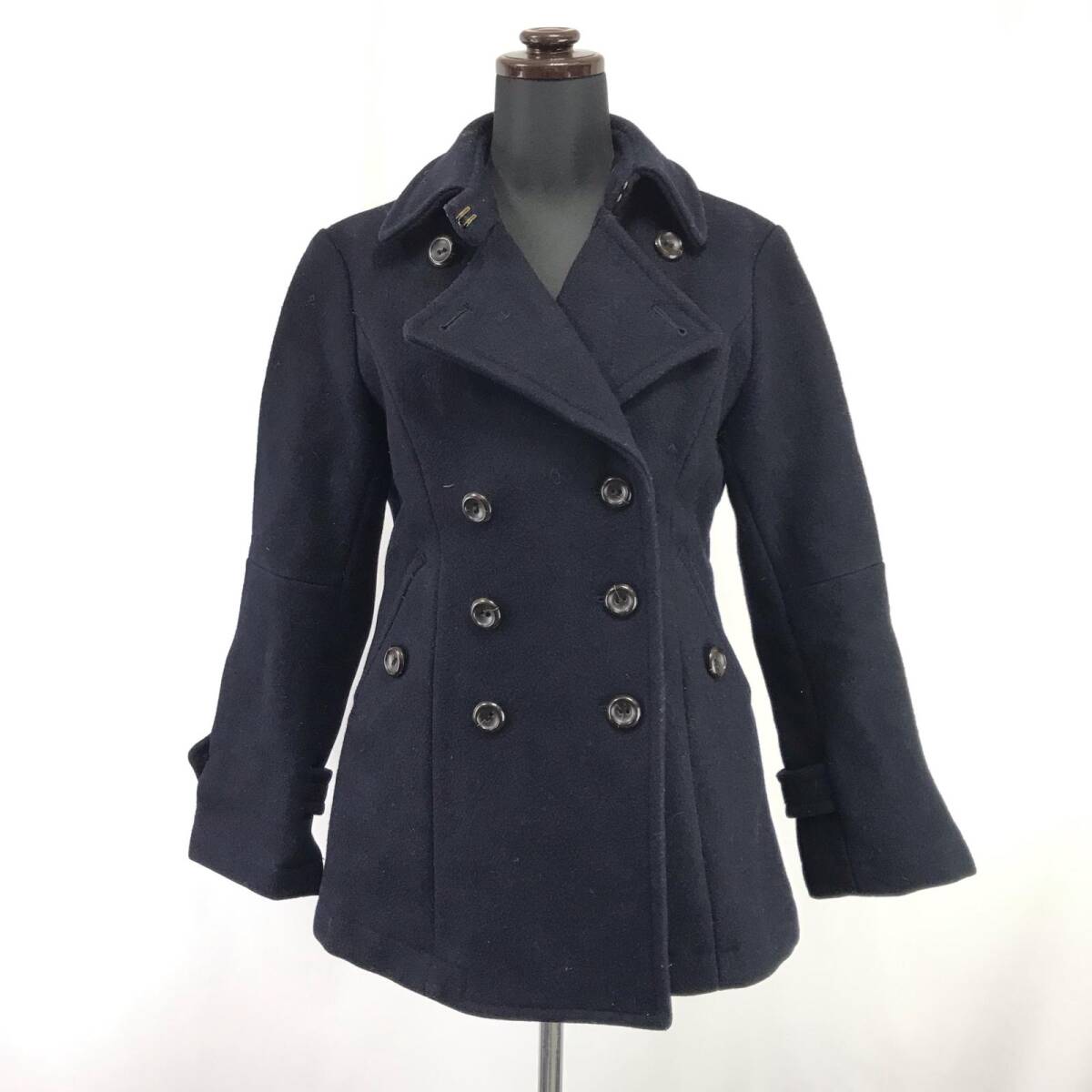 日本製★manna【マンナ】メルトンウール/ショート丈/ピーコート【size:M程度/レディース/紺/navy】アウター/Coat◆BJ107-h拍卖