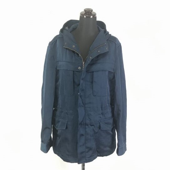 日本製★MENS TENORAS/ティノラス★頑丈ツイル地/フーディーブルゾン/アウター/コート/マウンテンパーカー【メンズM/艶有り紺】◆BF206拍卖