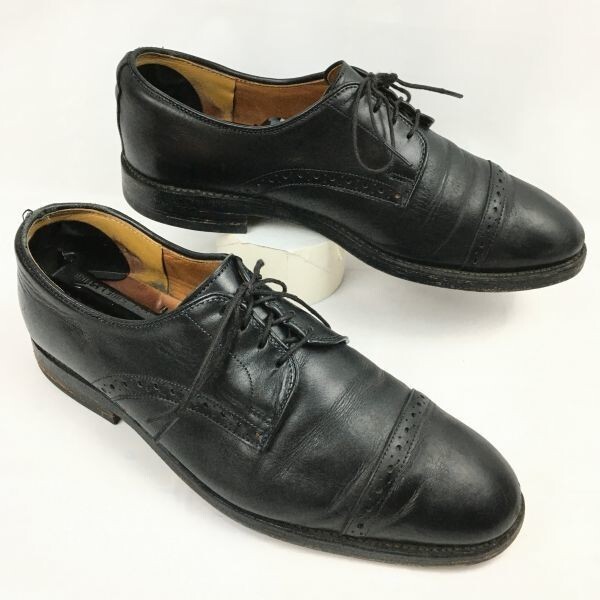 80s-90s?Vintage★ハンドメイド キャップトゥシューズ〈黒/BLACK/ブラック〉 サイズ8.5E 26.5程度/men's 管NO.ZE-162拍卖