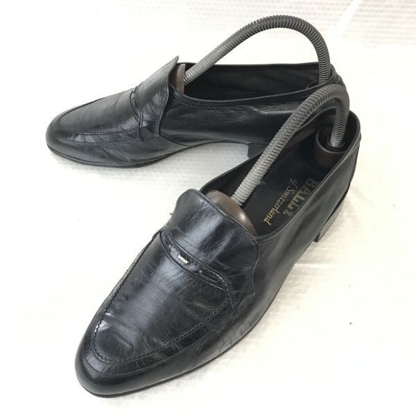 スイス製ビンテージ★バリー/BALLY of Switzerland★本革/ローファー/モカシン【6.5E/24.5/黒/BLACK】ビジネス/dress shoes◆pE-132拍卖