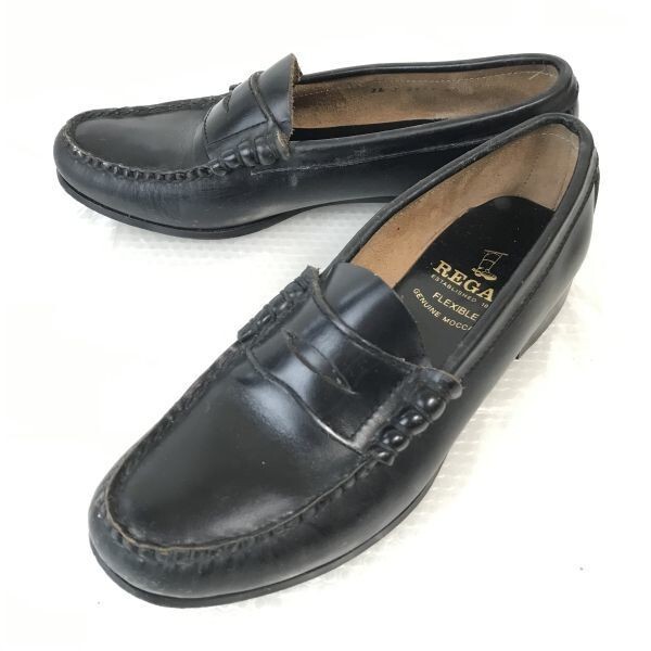 リーガル/REGAL★グッドイヤー製法/本革/ローファー/モカシン【24.0/黒/BLACK】ビジネス/dress shoes◆F-90拍卖