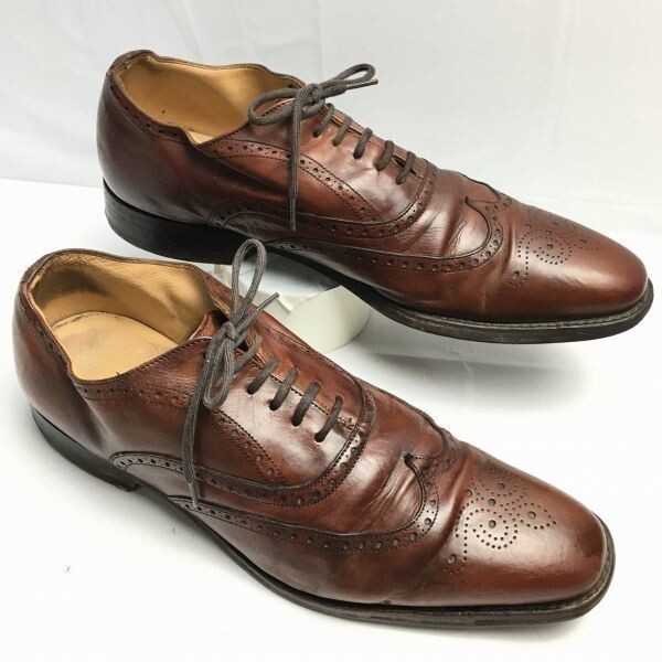 試着交換OK!4都市 CHURCH'S チャーチ size8F フルブローグ ウイングチップ ビジネスシューズ〈茶〉メンズ 菅NO.WZF-122拍卖