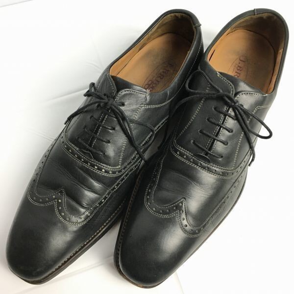 J.BRIGGS フルブローグ  高級グッドイヤー製法 ウイングチップ ビジネスシューズ〈黒〉 サイズ9 27.0/men's 管NO.ZC-136拍卖