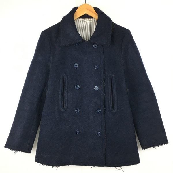 日本製★bonjour records BOYS/ボンジュールレコーズ  ウール Pコート/ピーコート サイズS ダークネイビー/紺管NO.A3-17拍卖