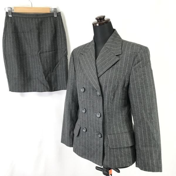 イタリア製★シスレー/SISLEY/ベネトン★スカートスーツ【上40・下38/レディースL・M/グレー/gray】ストライプ◆cBH297拍卖