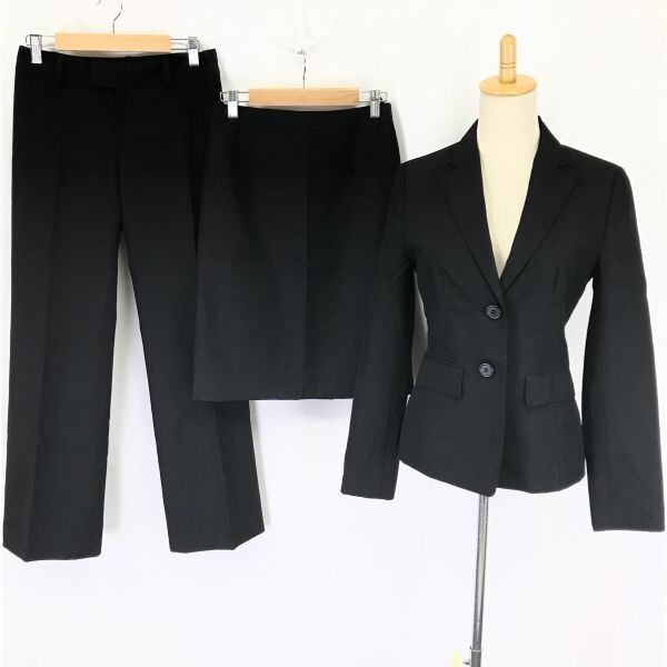 日本製★コムサイズム/COMME CA ISM★3点セット/スカート&パンツ/スーツ/上下セットアップ【レディースM/黒】拍卖