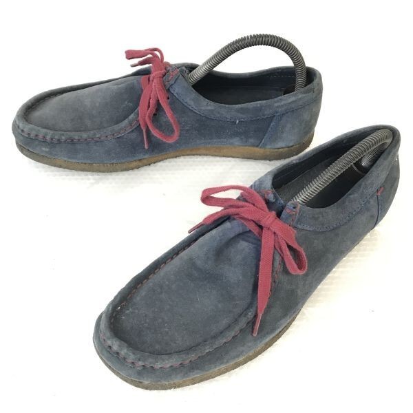 ポルトガル製★Padmore & Barnes ?★ワラビー/デザートブーツ【8/26.5/紺/Navy】スエードレザー/クレープソール/shoes◆pD-143拍卖