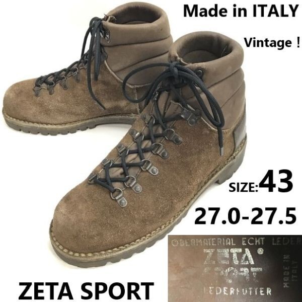 イタリア製/Vintage★ZETA SPORT/ゼータスポーツ★重厚本革/トレッキングブーツ/登山靴【43/27.0-27.5/茶】Leather/Boots/shoes◆sWB112-11拍卖