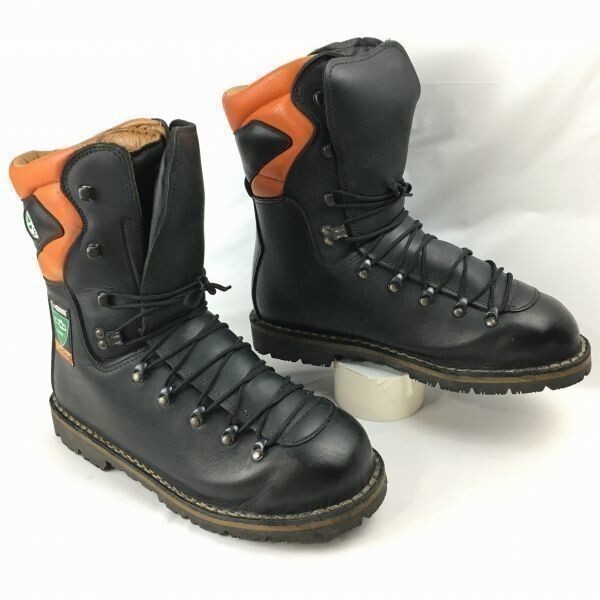 定価11.6万円/イタリア製/TREEME 林業保護ブーツ/本革スチールトゥ【size44/28.0-28.5/黒】ワークブ/レザーフォレストリー/土木作業/.WN21拍卖