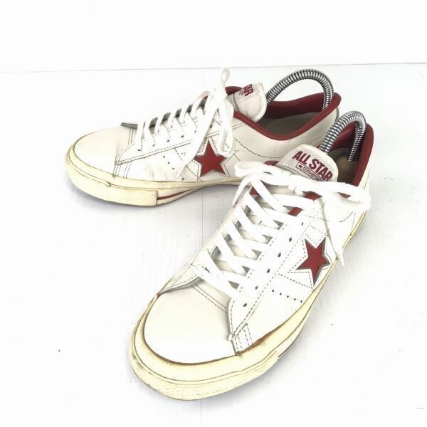 CONVERSE/コンバース★ONE STAR/レザースニーカー【24.5/USA6/白×赤】Leather sneakers Vintage◆A-41拍卖