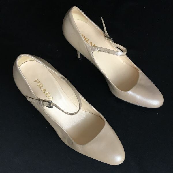 イタリア製★プラダ/PRADA★ハイヒール/ストラップパンプス【35/22.5/ベージュ系/BEIGE】Shoes/pumps◆bQ-233拍卖