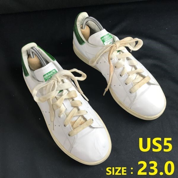 adidas★STAN SMITH 80s/復刻/レザースニーカー【23.0/US5/メンズ/レディース/white/白×緑】スタンスミス/Shoes/trainers◆si-024拍卖