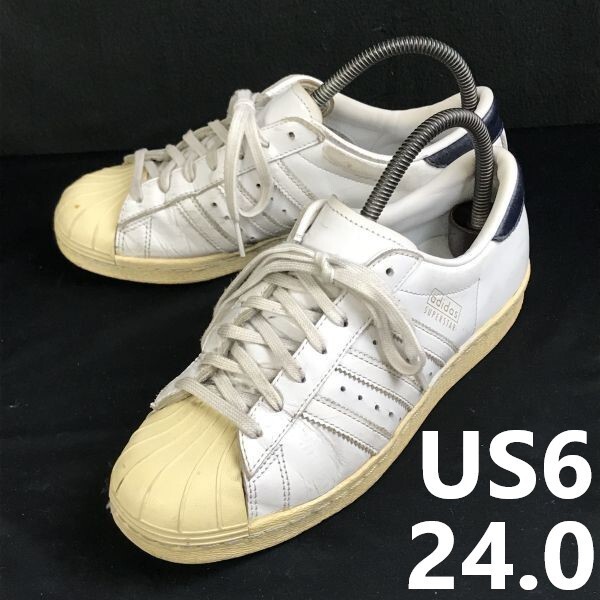 adidas originals/アディダス★superstar/レザースニーカー【US6/24.0/メンズ/white/白】トレフォイル/sneakers/Shoes/trainers◆sQ-652拍卖