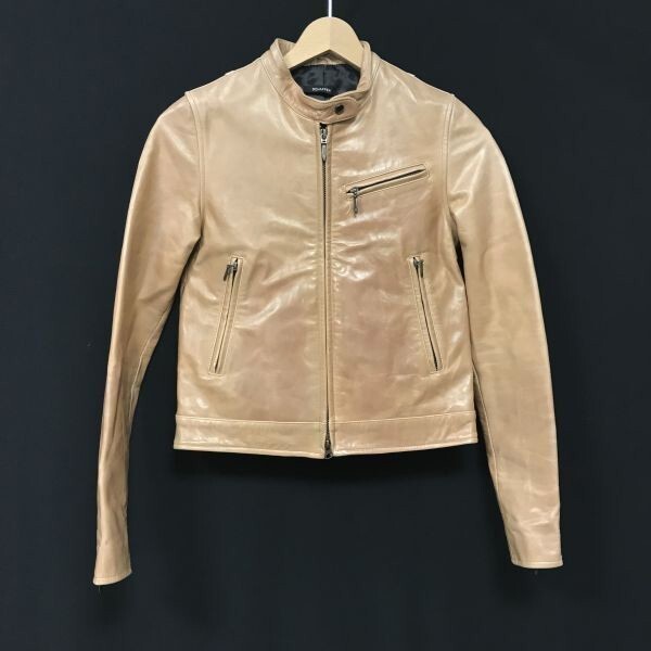 SCHAFFEN/シャッフェン★馬革/ホースレザー/シングルライダースジャケット【Women's size -2/ベージュ】フルジップ◆XBC297拍卖