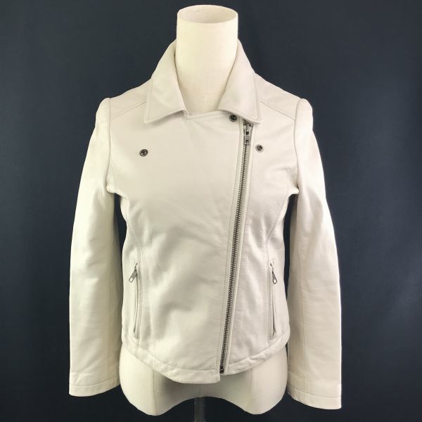 クルーン アソング★本革/ゴートレザー/ダブルライダースジャケット【36/Women's size-S/グレージュ】フルジップ/CROON A SONG◆BC138L拍卖