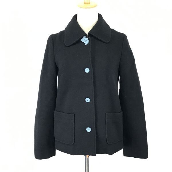 日本製★ヌール/noue-rue/フランドル★ウール/ショートコート【2/レディースM/黒/black】アウター/ブルゾン/Coat/Jacket/Jumper◆mBH457拍卖
