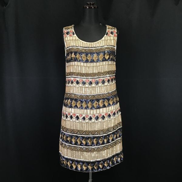 1.7万タグ付新古品★LIQUORISH/リカリッシュ★ノースリーブ/ワンピース【woman size-S/white】スパンコール/ビーズ/dress◆BH182拍卖