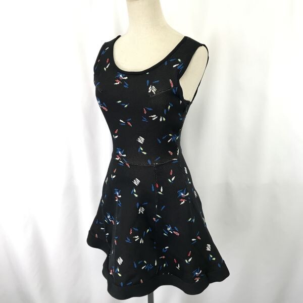 1.8万タグ付新古品★リリディア/Lilidia★フレアスカート/ノースリーブワンピース【0/レディースXS/黒/black】サイドジップ/伸縮性◆zBH490拍卖