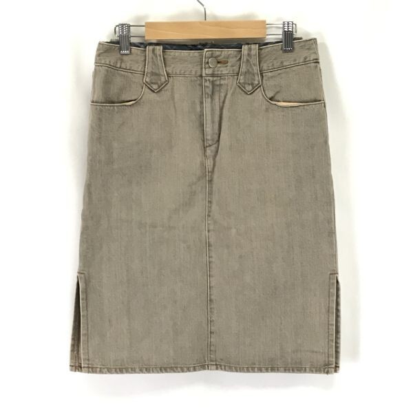 三陽商会★バーバリー/BURBERRY BLUE LABEL★デニムスカート/タイト/膝丈【38/レディースM/ライトグレー/light gray】Skirts◆cBH606拍卖