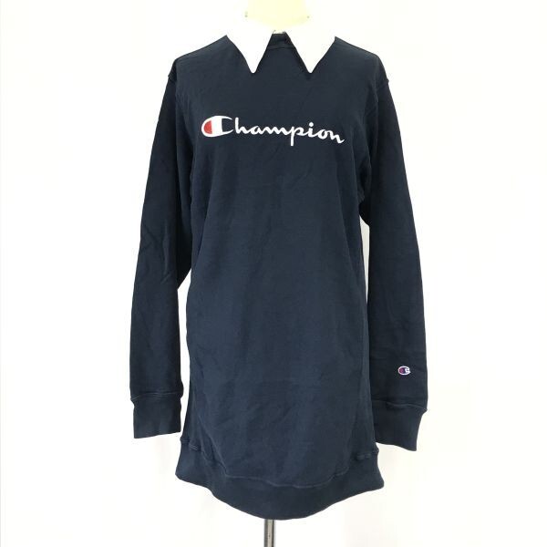 jouetie x Champion/ジュエティ x チャンピオン★リバースウィーブ/付け襟/ロゴスウェットワンピース【レディースM/紺】dress◆sBH518拍卖