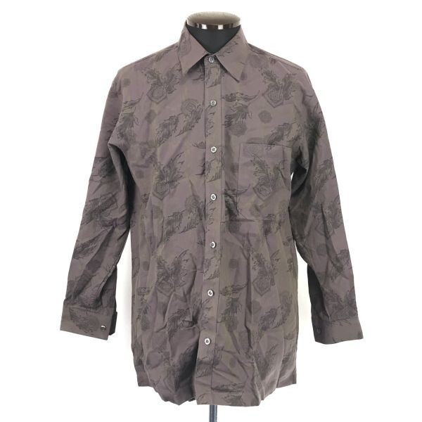 80s-90s?★水溪/Mizukei★昭和レトロ柄/長袖シャツ【Mens size -M/紫系/purple】JAPAN Vintage/Tops/Shirts◆BH143拍卖