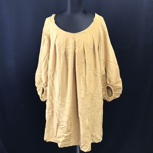 グレースコンチネンタル/GRACE CONTINENTAL★シルク100%/Uネック/チュニック【36/レディースS/イエローブラウン】dress/Tops◆cBH574拍卖