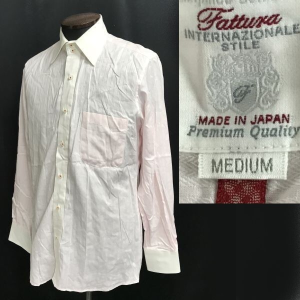 日本製★ファットゥーラ/FATTURA★長袖シャツ【メンズM/薄ピンク/light pink/ストライプ柄】Tops/Shirts/Made in Japan◆SBH880拍卖