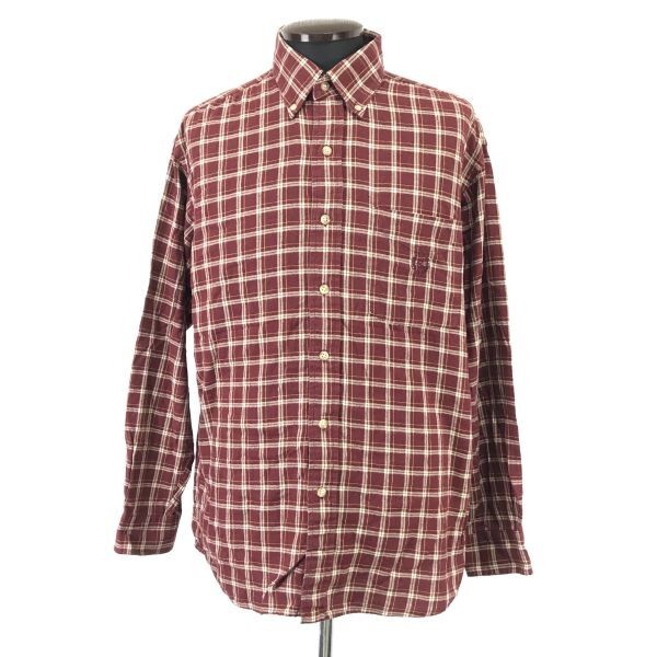 90s-00s★CHAPS RALPH LAUREN/ラルフローレン★長袖フランネルシャツ【メンズL/red/赤/チェック柄】Tops/Shirts◆SBH878拍卖