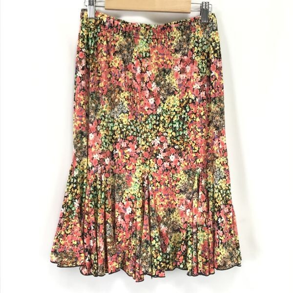 フランス製★JUPE ANALIS★小花総柄プリント/トランペットスカート/膝丈【M程度/ピンク系】Skirts◆sBH903拍卖