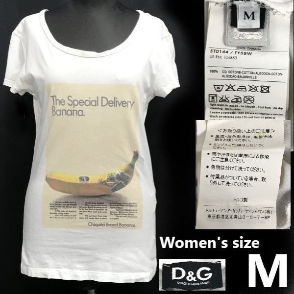 日本正規代理店タグ★D&G /DOLCE&GABBANA★バナナプリント/半袖Tシャツ【レディースM/白/white】ジャパン/Tops/Shirts◆cBH754拍卖