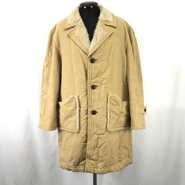 90s?★Pietoro/ピエトロ★暖かボア裏地/ムートン調/チェスターコート/アウター【Mens size -LL/ベージュ/beige】s/Jakets/s◆cBH277拍卖