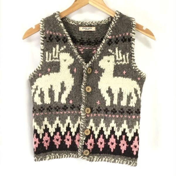 ペルー製★GAIJIN MADE/ガイジンメイド★カウチンニットベスト【レディースM-メンズXS程度】ハリウッドランチマーケット/Sweater◆pBH615拍卖