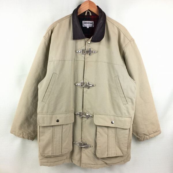 90s?ビンテージ HOUSTON ヒュートン カバーオール 中綿ブルゾン サイズM  ベージュ 管NO.Wえ14-18拍卖