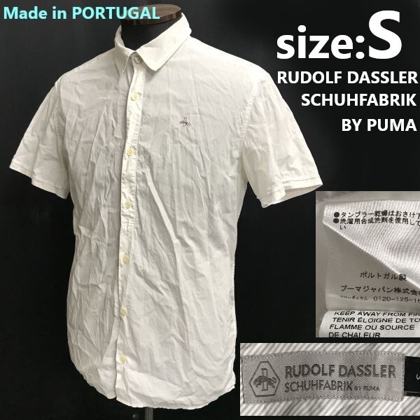 ポルトガル製/美品★ルドルフ ダスラー /プーマ/RUDOLF DASSLER SCHUHFABRIK by PUMA★半袖シャツ【メンズS/白/white】Tops/Shirts◆sBH905拍卖