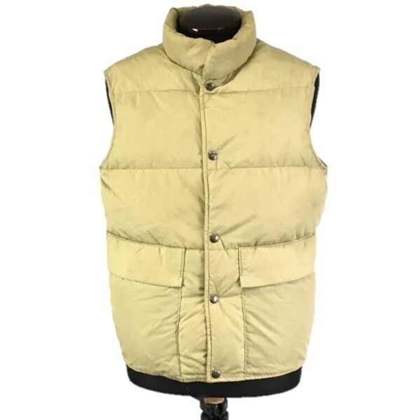 80?90s?ビンテージ★Woolrich★ダウンベスト【メンズS/ベージュ系】スタンドカラー/ロゴ釦/ウールリッチ◆BC895拍卖