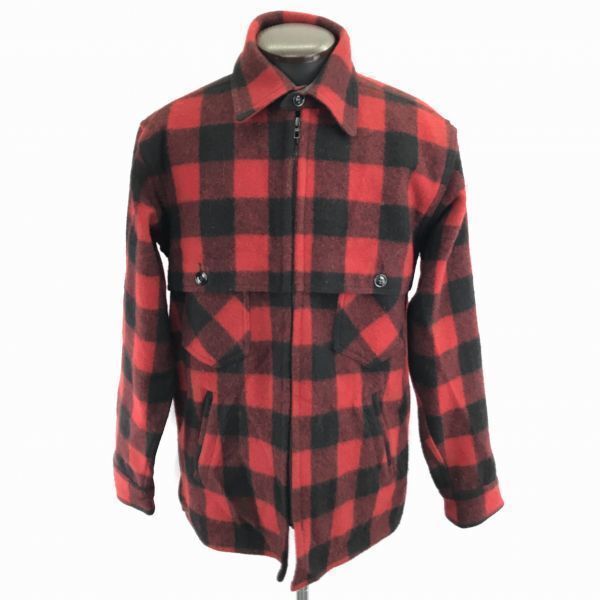 USA製★ジョンソンウーレンミルズ★ウールジャケット【M/赤×黒】バッファローチェック/マッキーノクルーザー/JOHNSON WOOLEN MILLS◆BC35W拍卖