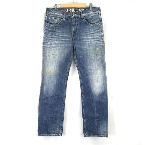 ヒルフィガーデニム/HILFIGER DENIM★ダメージ加工/デニムパンツ/ジーンズ【メンズW32L32/股下83cm/青/blue】Pants/Trouser◆mBH568拍卖