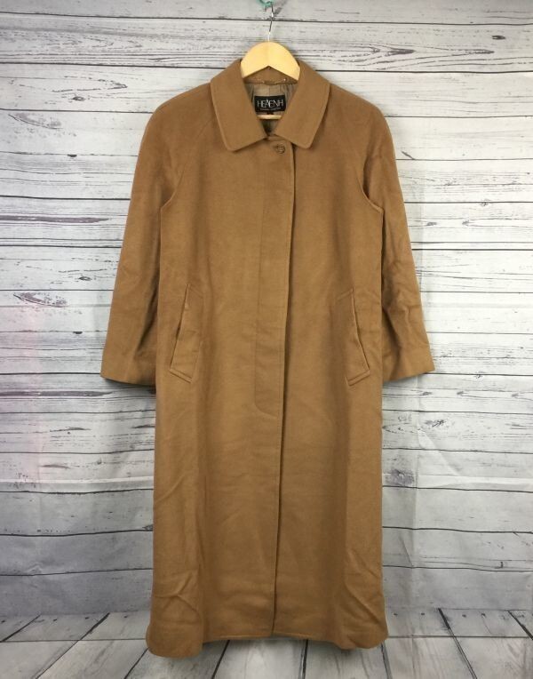 Made in Japan/ビンテージ★HEAENH★カシミアコート/アウター【9/Women's size -M/茶】比翼仕立て/シングル/キュプラ◆BA64-A3拍卖