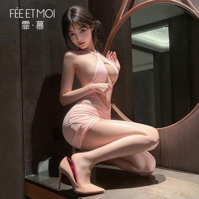 ノースリーブミニワンピース クロスデザイン ミニドレス風 コスプレ衣装 ピンク拍卖