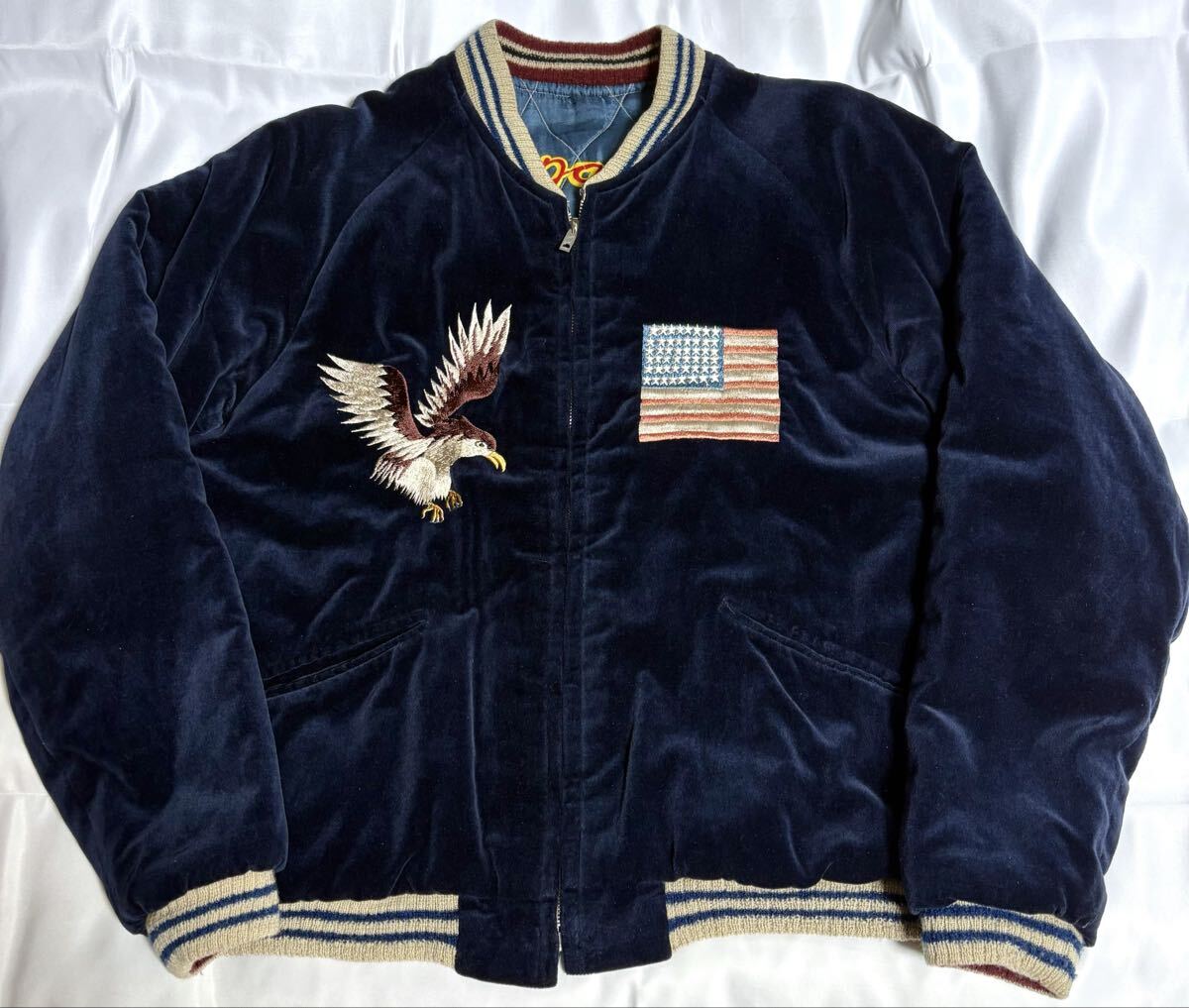 希少極美品!スペシャル!硫黄島 テーラー東洋 別珍 スカジャン サイズ中 リバーシブル ジャケット 刺繍 ブルゾン拍卖