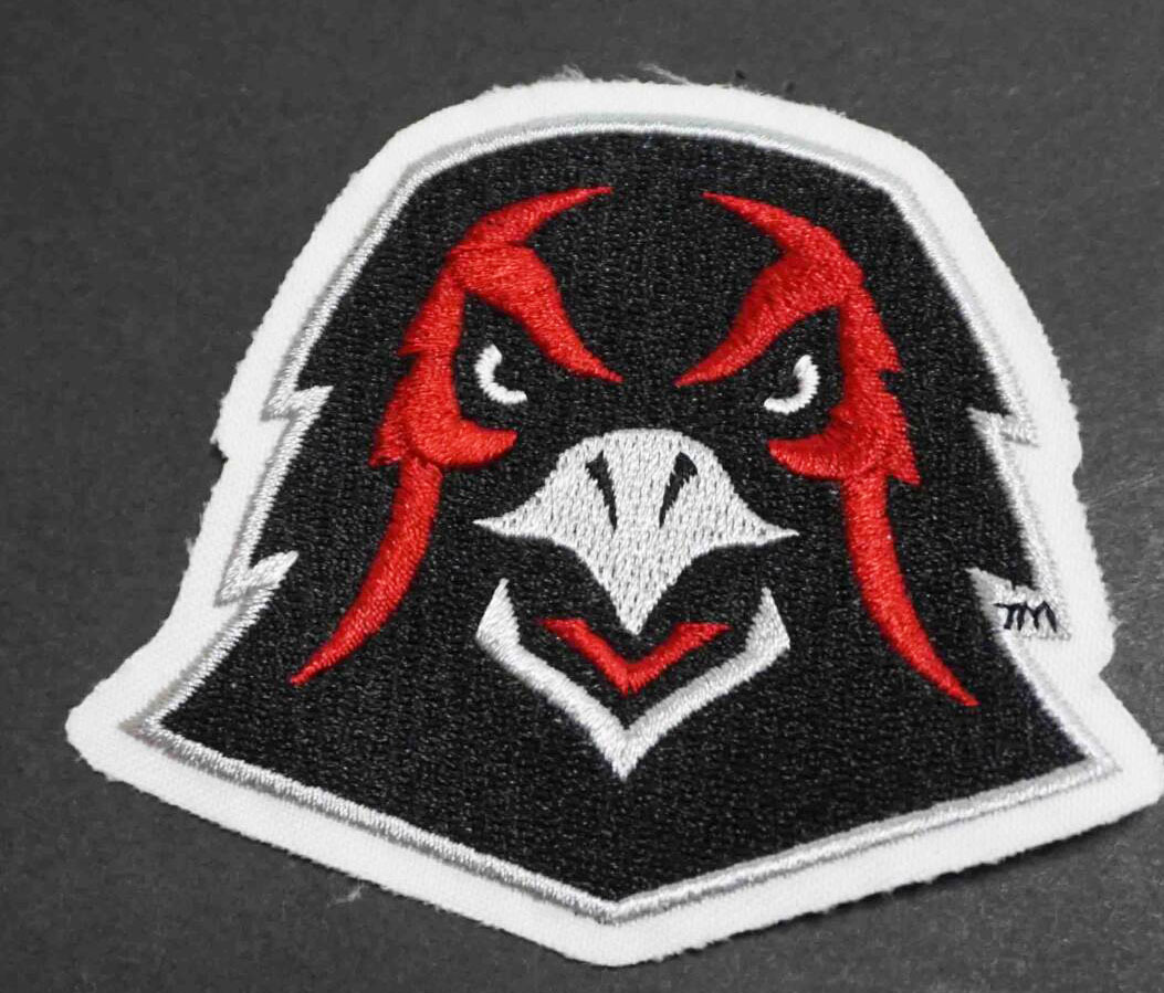 NM《黒赤IUP鷹顔》新品INDIANA  PENNSYLVANIAブラックホークス  ペンシルベニア州立インディアナ大学 刺繍ワッペン◆アメリカ◆アメフト拍卖
