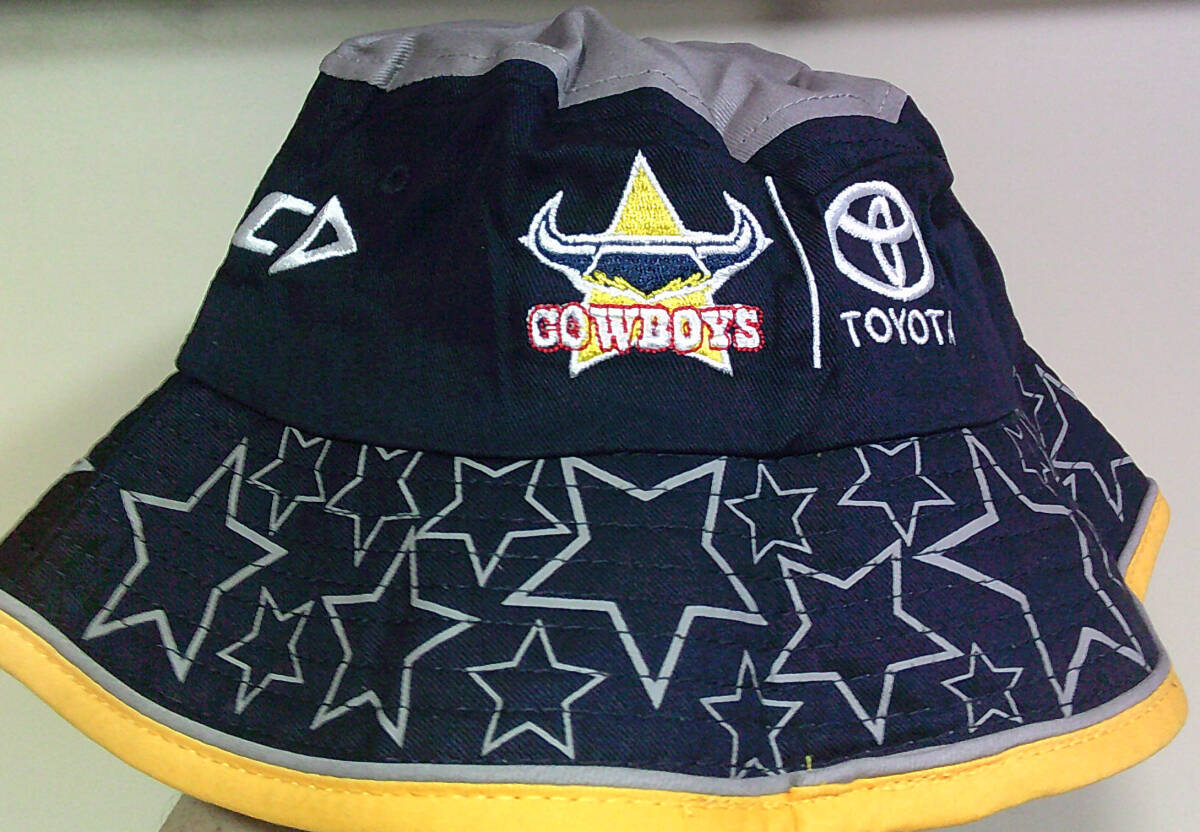 大人S■貴重《海外ジュニア用2018NQC紺黄》ISC新品NRLノースクイーンズランド・カウボーイズ コットンハット刺繍◆オーストラリアラグビー拍卖