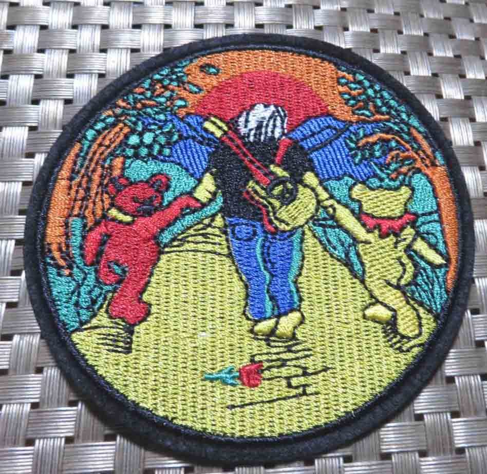 夕陽GD円形◆新品グレイトフルデッド ダンシングベアー GRATEFUL DEAD DANCING BEAR 刺繍ワッペン■US音楽 バイク■洋服・衣類・衣服DIY拍卖