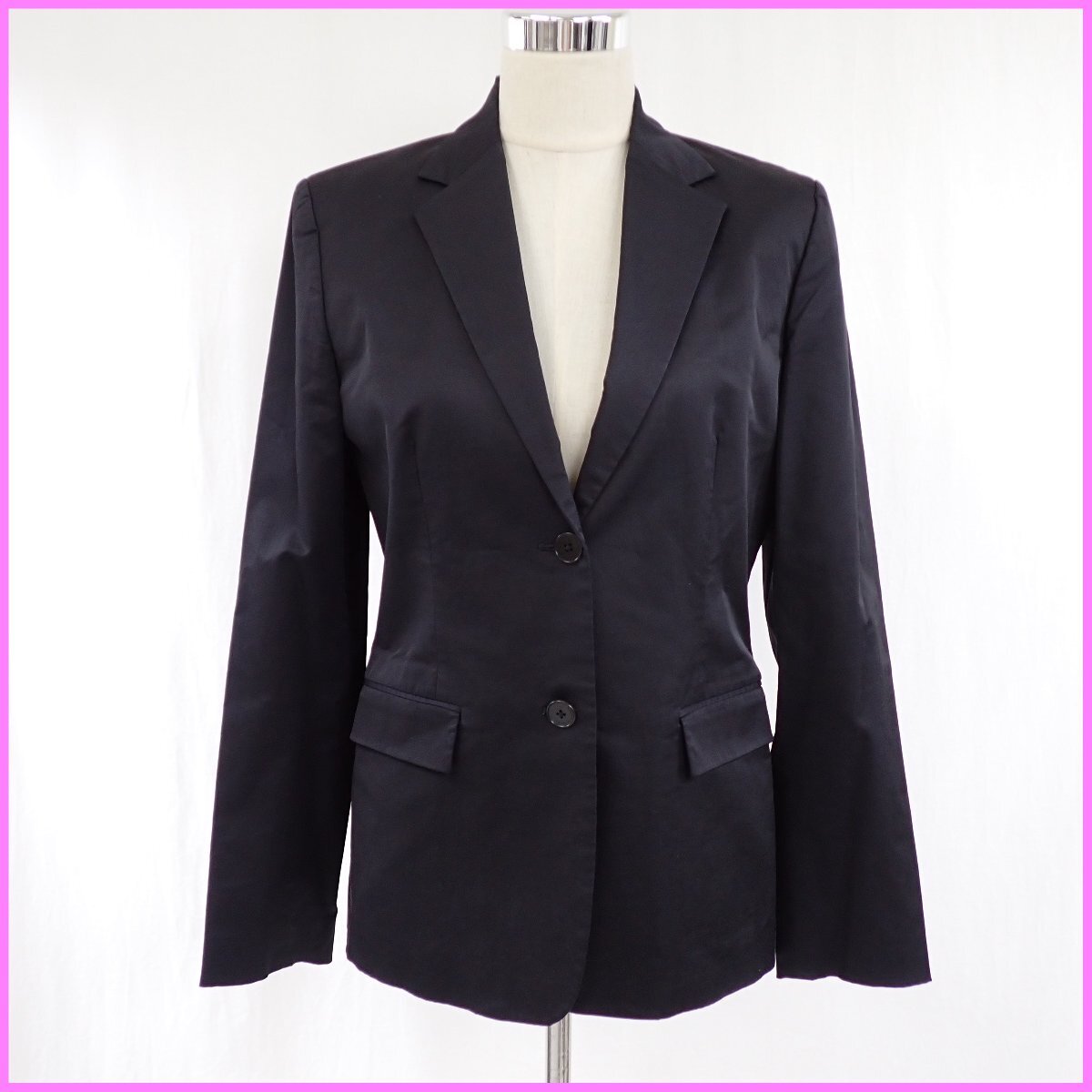 ★RALPH LAUREN/ラルフローレン 2Bシングル ストレッチ テーラードジャケット 15/レディースL相当/ブラック/日本製&2161700013拍卖