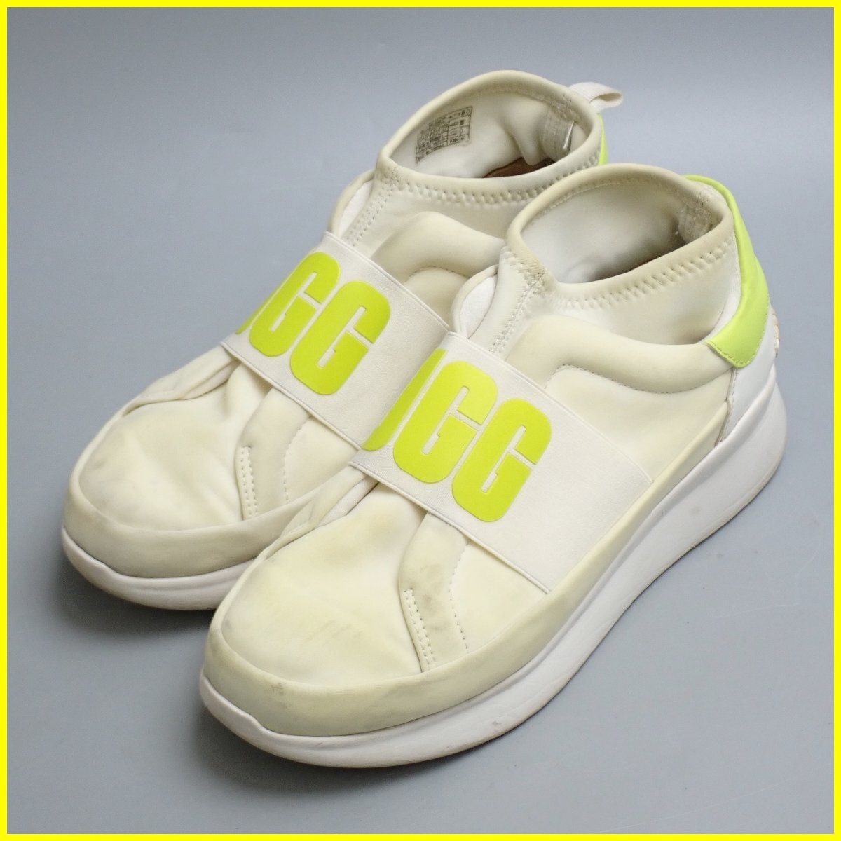 ★UGG/アグ NEUTRA/ニュートラ スニーカー レディース23.5cm/アイボリー×ネオンイエロー/スリッポン&2167600013拍卖