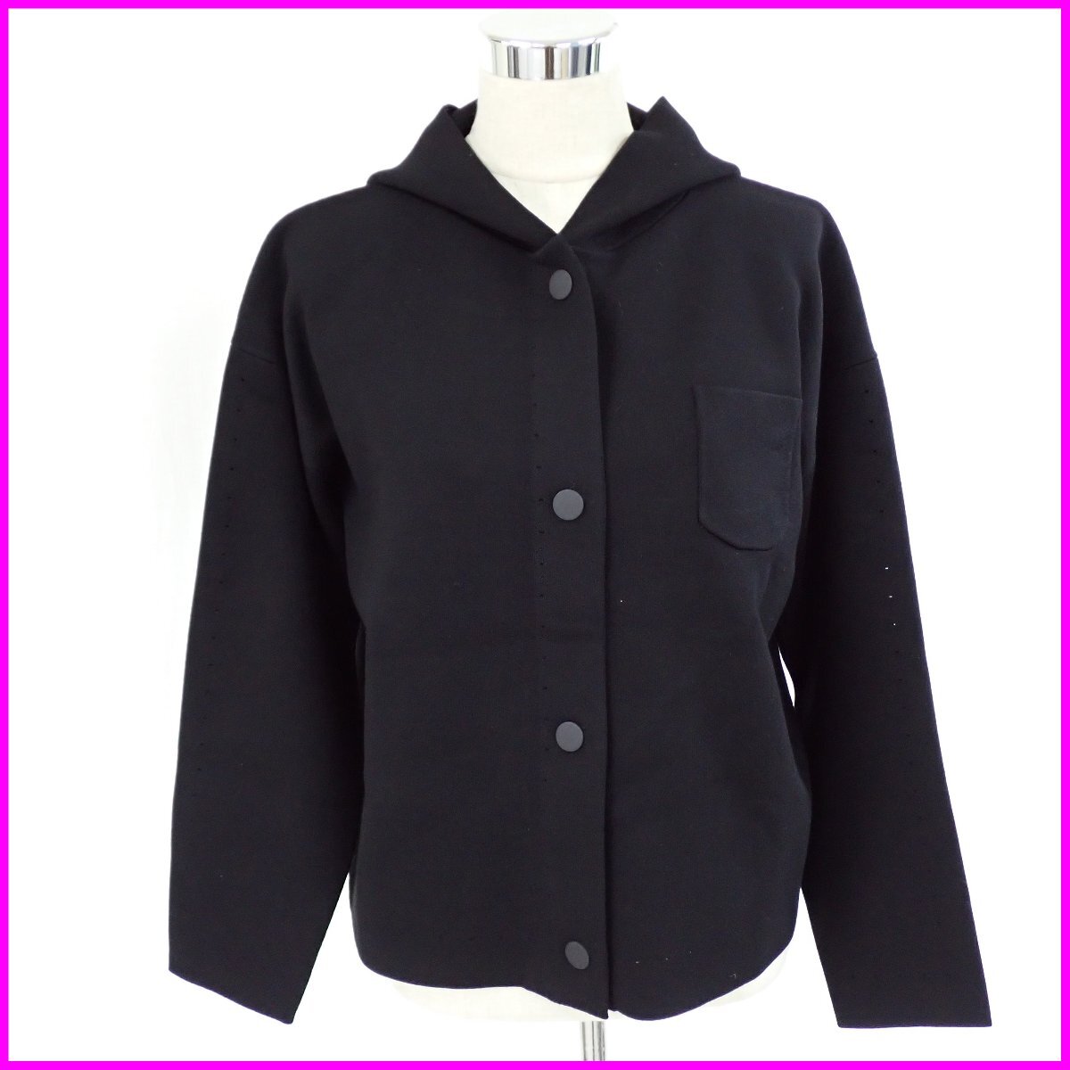 ★未使用 Max Mara Studio/マックスマーラステュディオ フード付き ニットカーディガン レディースL/ブラック/フーディー&1319900185拍卖