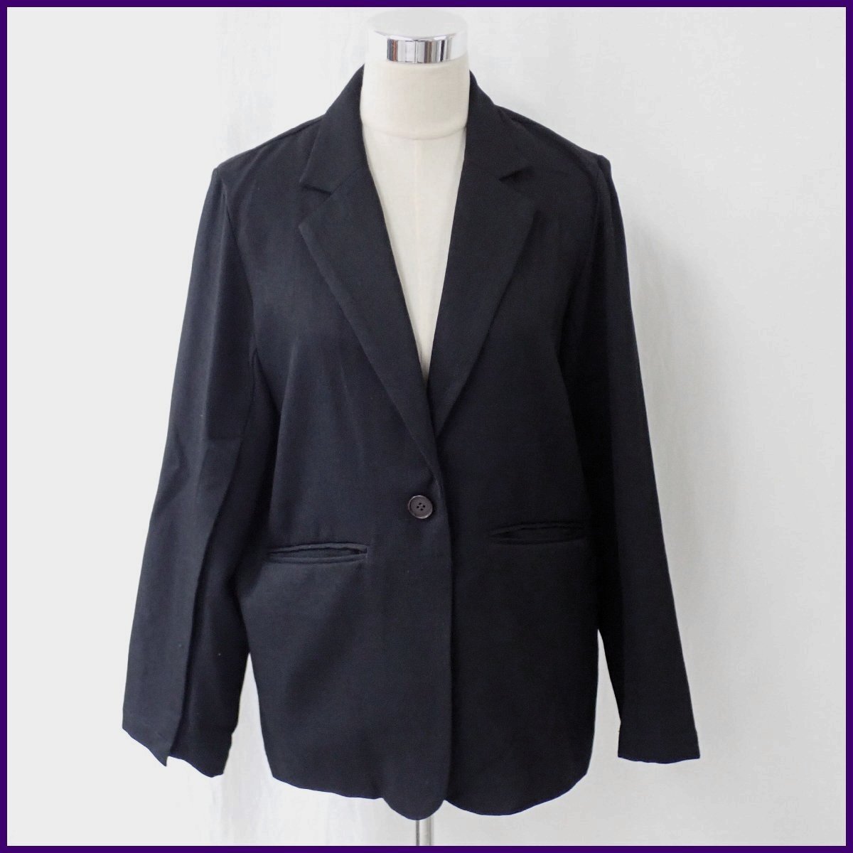 ★ PLUS OTO.HA/プラスオトハ 袖スリットテーラードジャケット F/レディースLL相当/ブラック系/DRESS FOR MYSELF/WGN4466&1953600044拍卖