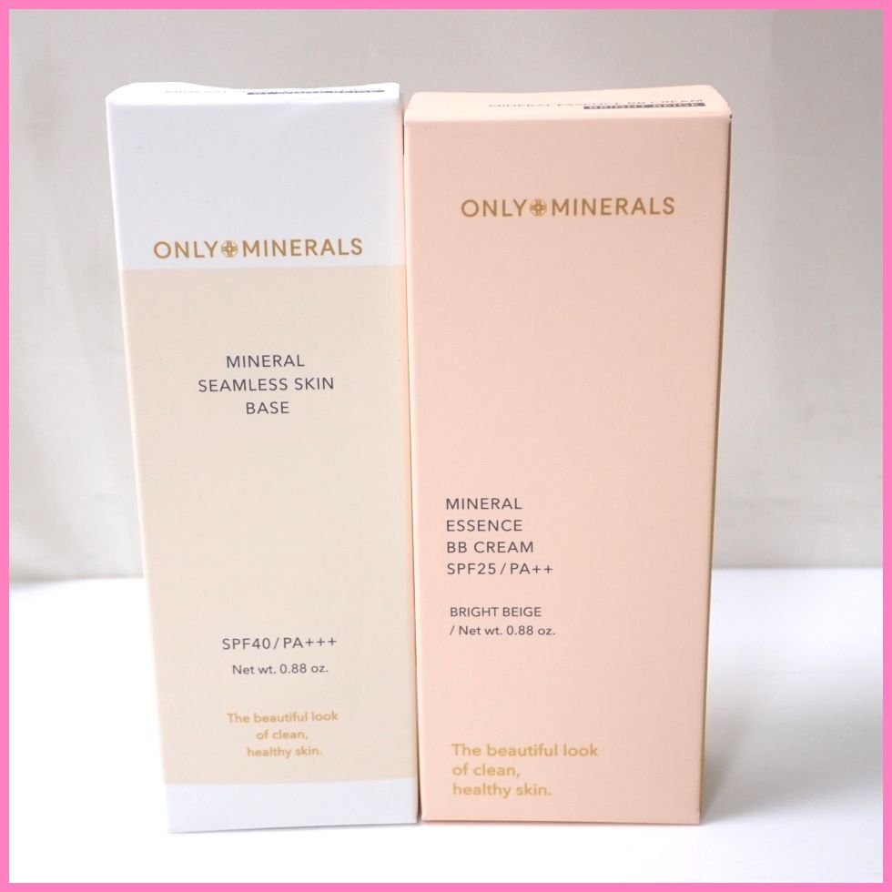 ★新品 オンリーミネラル ミネラルエッセンスBBクリームN 25g/ブライトベージュ + ミネラルシームレススキンベース 25g/01&2100000675拍卖