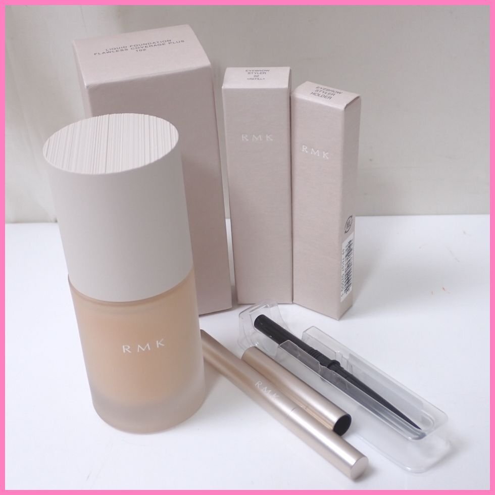 ★新品 RMK リクイドファンデーション フローレスカバレッジ プラス + アイブロウ スタイラー ホルダー付き&2100000559拍卖