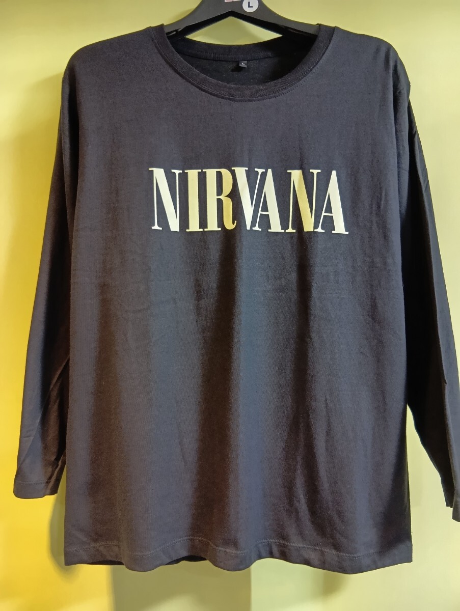 Nirvana ロック 長袖Tシャツ ロンT 黒 バンド 殿堂 人気 拍卖